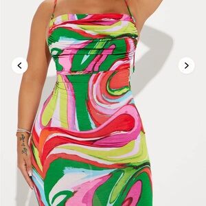 My Mind Textured Maxi Dress - Red/combo